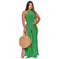 Lace-up Back Jumpsuit Split Leg Casual Trousers Women