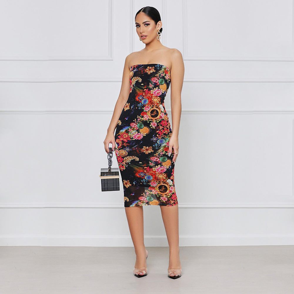 Sexy Tight-Fitting Breast-Wrapped Women Hip Dress