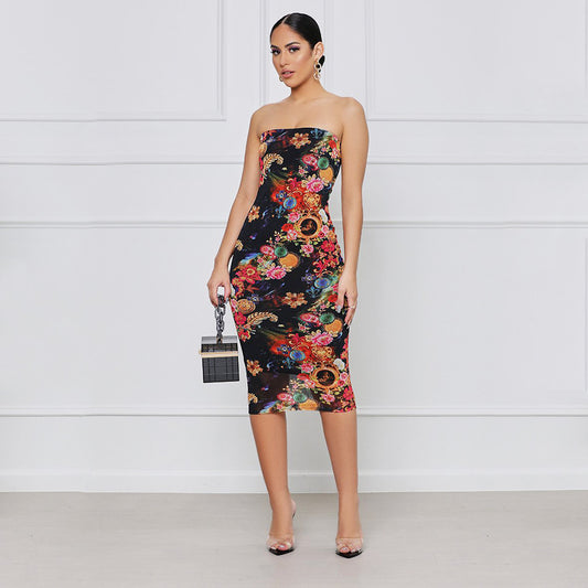Sexy Tight-Fitting Breast-Wrapped Women Hip Dress