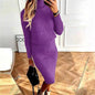 Turtleneck Knitting Solid Color Suit Skirt