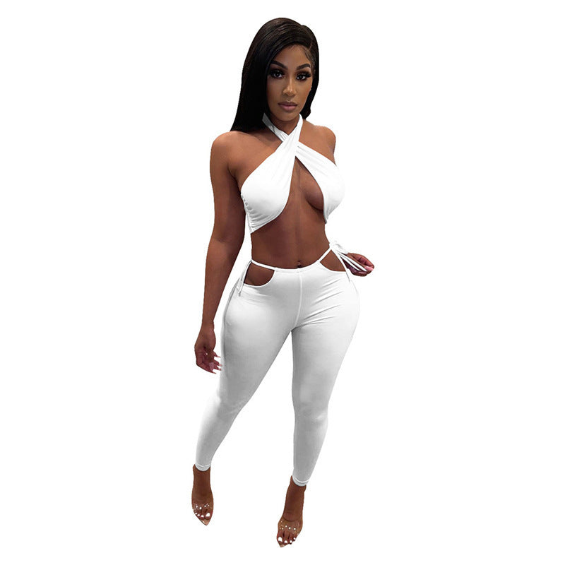 Sexy Casual Fashion Solid Color Two-piece Suit