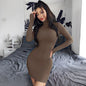 Half-high collar long sleeve dress