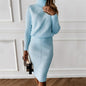 Turtleneck Knitting Solid Color Suit Skirt