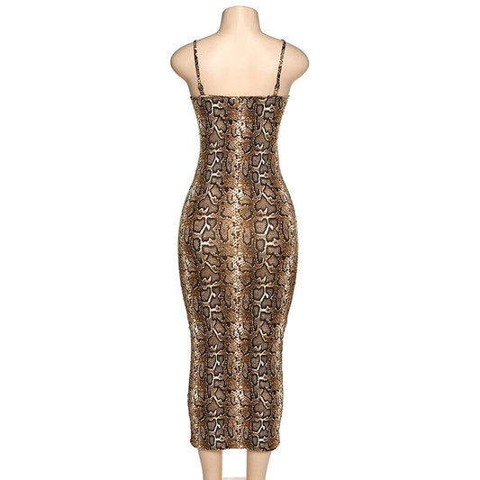Sexy halter slim dress with suspenders