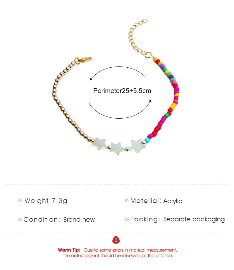Creative Rice Beads Star Bracelet Bohemian National Style Anklet