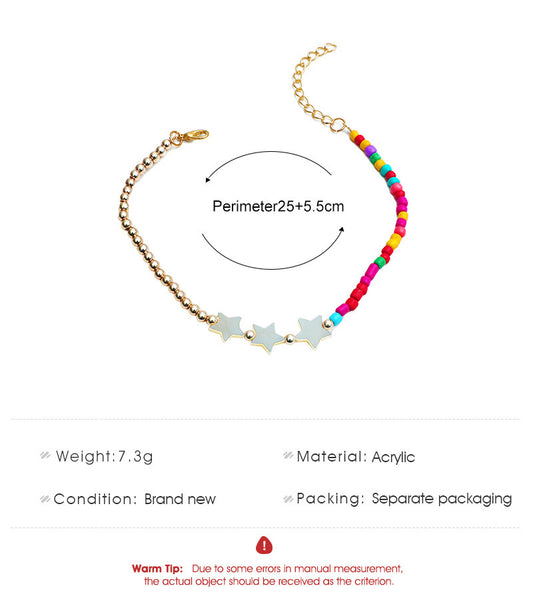 Creative Rice Beads Star Bracelet Bohemian National Style Anklet