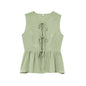 Sleeveless Lace-up Top Loose Drape Flared Pants