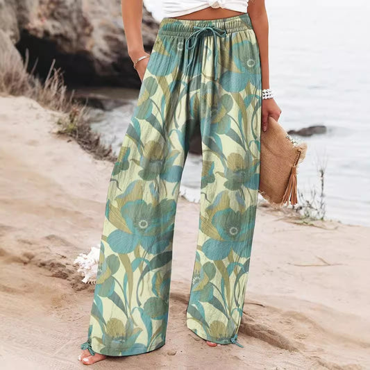 Hot Selling Wide Leg Colorful Graffiti Women's Casual Pants
