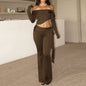 Slim Lapel Twisted Off-shoulder Long Sleeve Top Suit