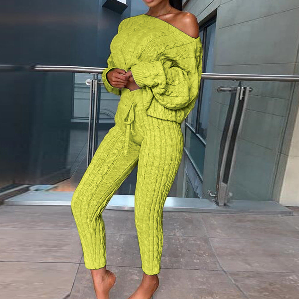Fashion Women's Solid Color Sweater Suit