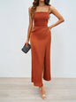 Temperament Sexy Sleeveless Split Sheath Solid Color Dress