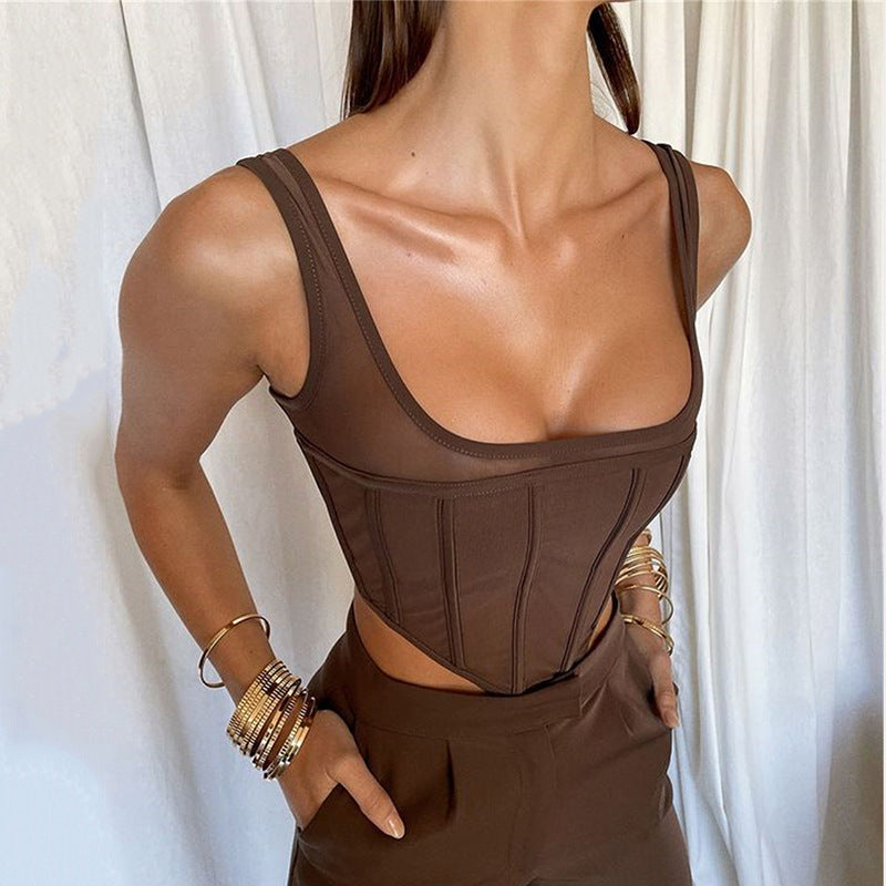 Double-layer Camisole Women's Bottoming Coat Small Shirt European And American T-shirt Women