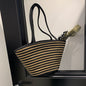 Spring Contrast Color Straw Bag Large Capacity