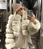 Lapel Imitation Fox Fur Long Sleeve Stitching Women's Light Luxury
