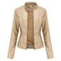 Biker Oversized Stand Collar Leather Jacket