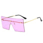 Vintage Oversized Square Rimless Sunglasses Women Luxury