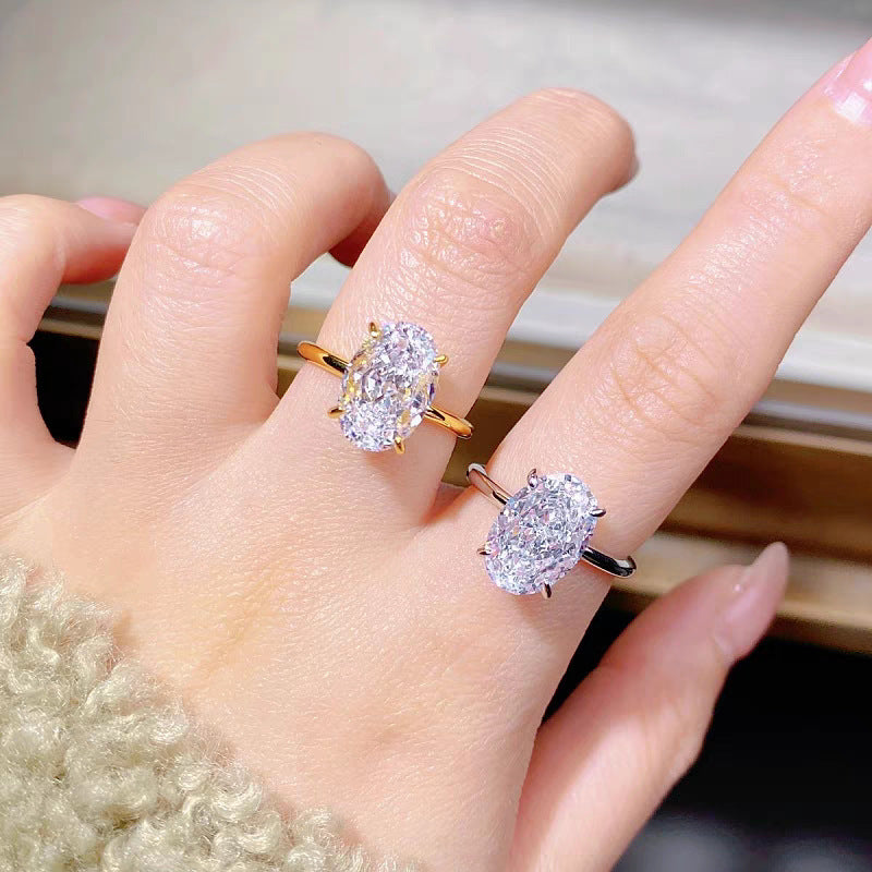 Zircon Oval Women's Light Ring Luxury