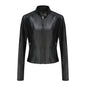 Women's Short Slim-fit Leather Coat