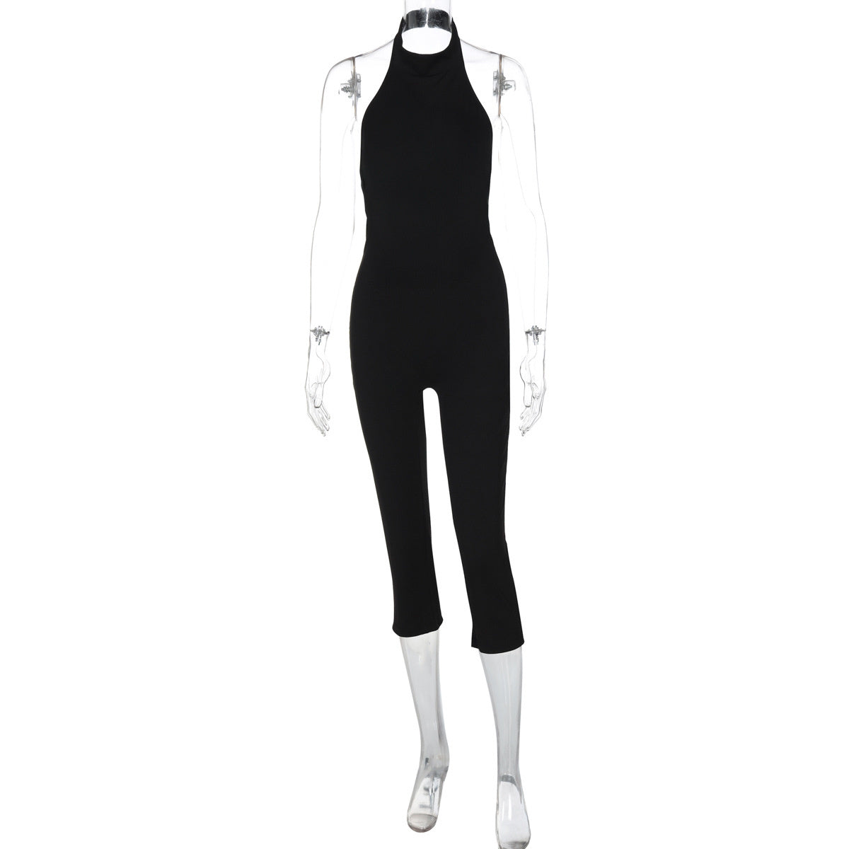 Women's Solid Color Sleeveless Halter Backless Sexy Slim Fit Bodysuit
