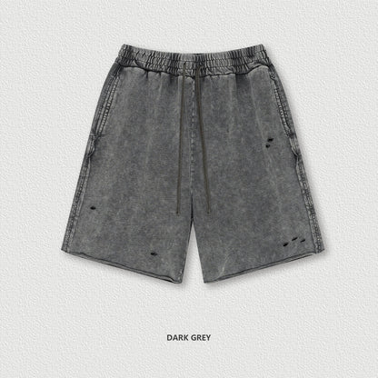 Washed Waxed Over-the-knee Shorts Men's Fifth Pants