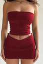 Midriff-baring Top Slim-fit Sheath Short Skirt Two-piece Set