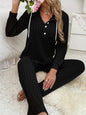 Fashion Sunken Stripe Brushed Long Sleeve Hooded Suits Women