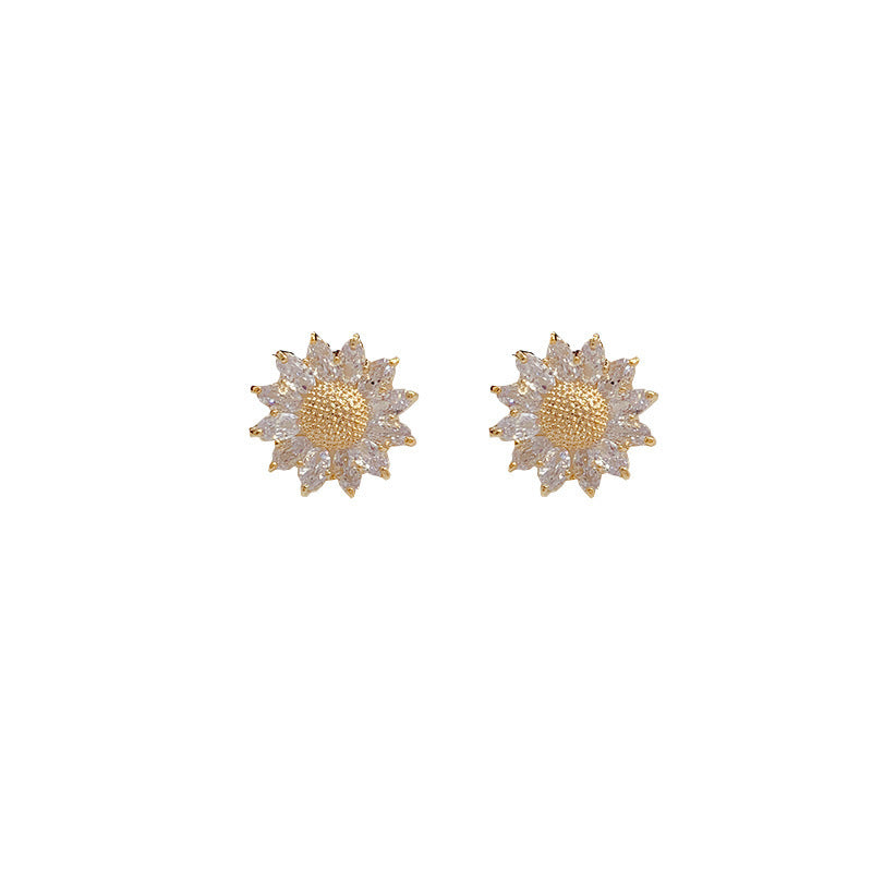 Sun Flower Korean Temperament Light Luxury Net Red Earrings Women