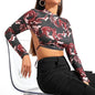 European And American Backless Lace-up Long-sleeved T-shirt Women