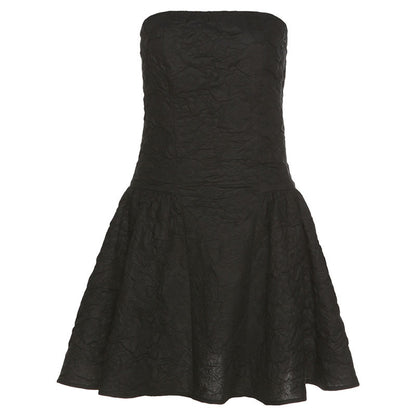 High Waist Slim Sexy Zipper Tube Top Halter Dress Women