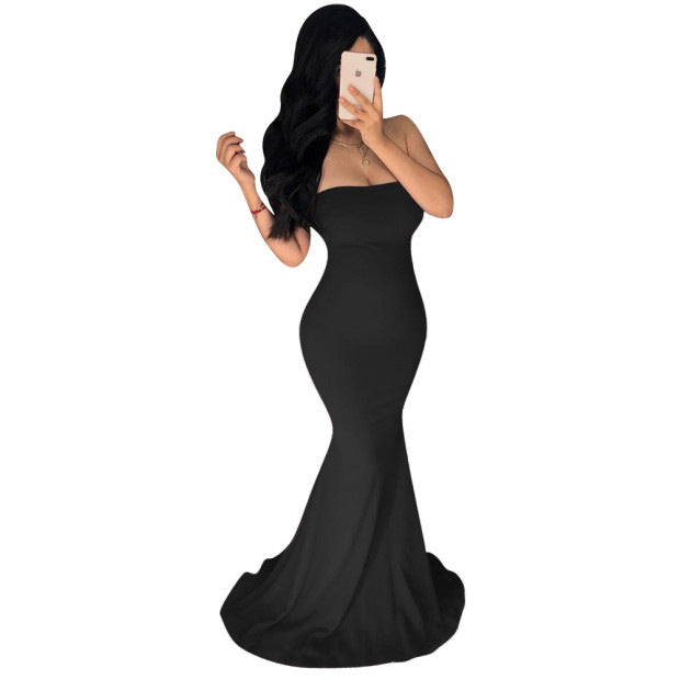 Strapless backless maxi skirt