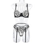 Women's Lace Mesh Black Embroidered Underwire