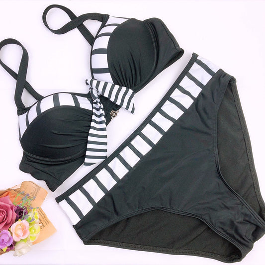Bikini Solid Color Underwire Gather Swimsuit