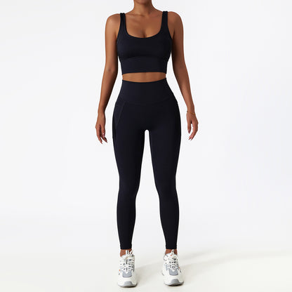 Quick-drying Tight Yoga Clothing Women's Pocket Running Sports Suit