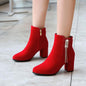 Women's Thick Heel High Booties Short Tube Large Size