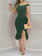 New Summer Fashion Skinny Sheath Off-shoulder Ruffled Dress