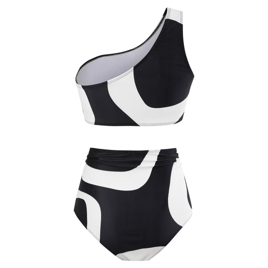 Women's Two-piece Swimsuit Bikini Wrap Skirt Suit One-shoulder Sexy