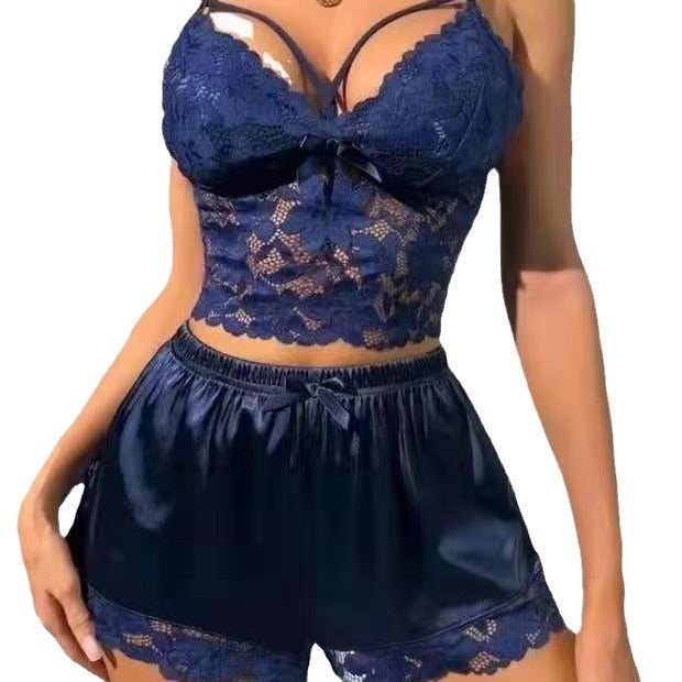 Lace Vest Top Lace Shorts Pajamas Suit
