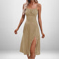 European And American Amazon New Women's Fashion Printed Self-tie Slit Sling Dress