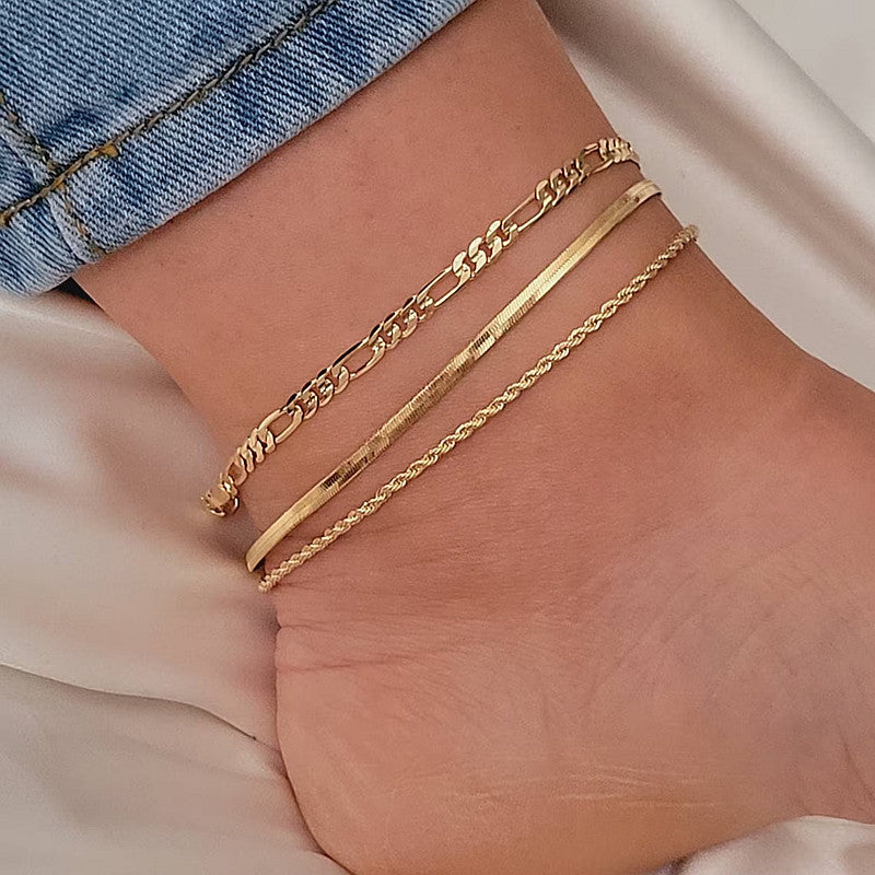 European And American Stylish Women's Simple Personality Multi-layer Anklet Suit