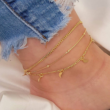 European And American Stylish Women's Simple Personality Multi-layer Anklet Suit