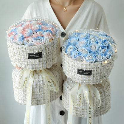 Classic Style Ice Crushing Blue Rose Soap Bridal Bouquet