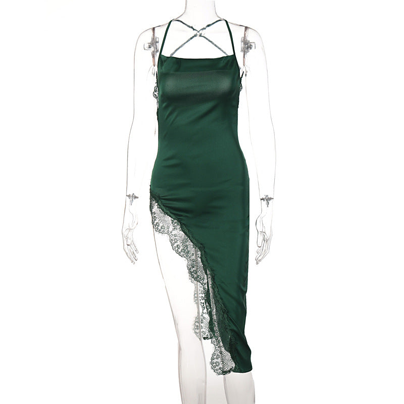 New Summer Fashion Sexy Backless Slim Fit Lace Sling Dress Women