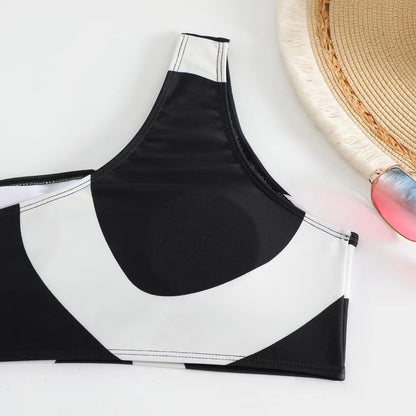 Women's Two-piece Swimsuit Bikini Wrap Skirt Suit One-shoulder Sexy