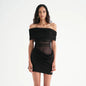 Summer New Sexy Off-shoulder Mesh Slim Fit Patchwork Dress