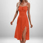 European And American Amazon New Women's Fashion Printed Self-tie Slit Sling Dress