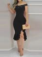 New Summer Fashion Skinny Sheath Off-shoulder Ruffled Dress