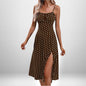 European And American Amazon New Women's Fashion Printed Self-tie Slit Sling Dress