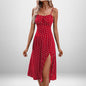 European And American Amazon New Women's Fashion Printed Self-tie Slit Sling Dress