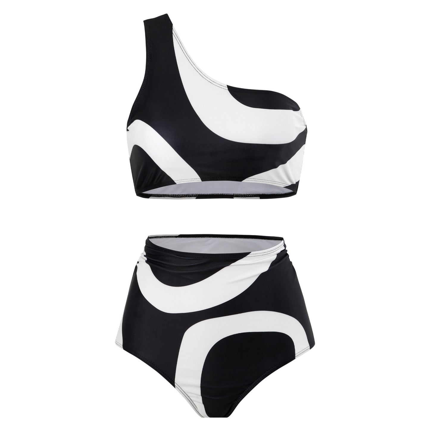 Women's Two-piece Swimsuit Bikini Wrap Skirt Suit One-shoulder Sexy