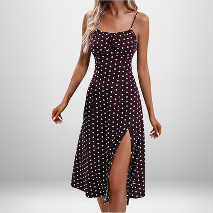 European And American Amazon New Women's Fashion Printed Self-tie Slit Sling Dress